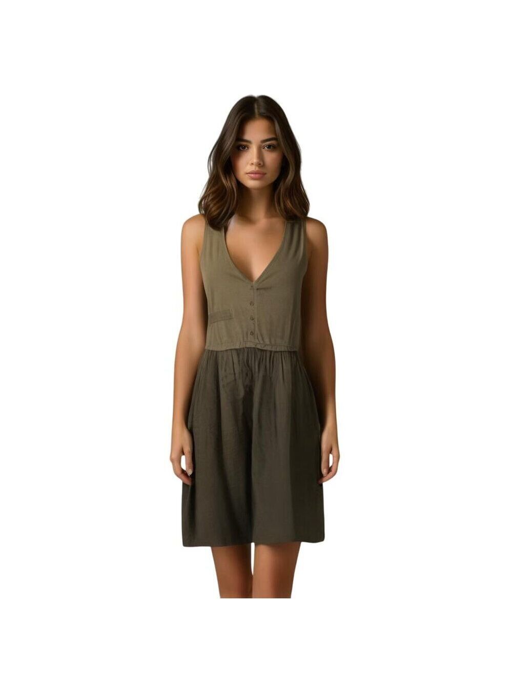 LAmade Racerback Button Front Green Olive Dress Size S